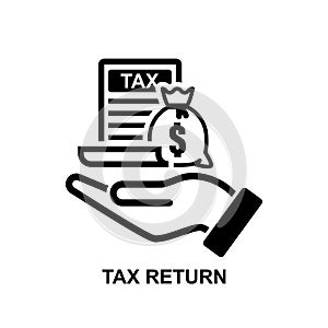 Tax return icon. State goverment taxation isolated on background. photo