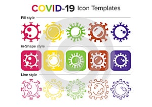 Icon templates of coronavirus in vector material