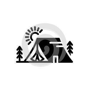 Black solid icon for Tent, circus and marquee