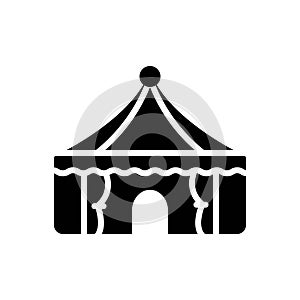Black solid icon for Tent, lodgement and pavilion photo
