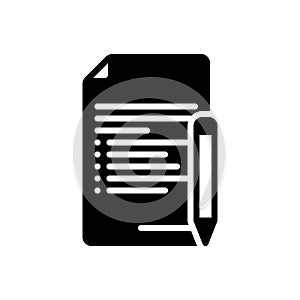 Black solid icon for Terms, agreement and contract