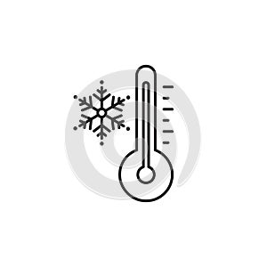 Icon of a thermometer with a snowflake. Cold weather