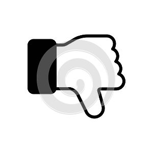 Black solid icon for Thumb Down, down and gesture