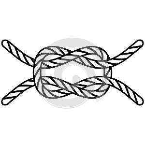Icon tied sea knot two ropes cables, tying sea knot