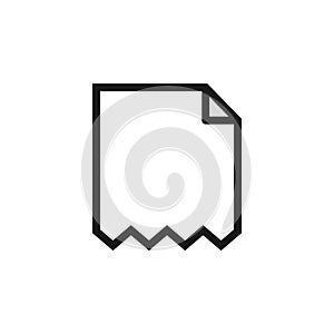 Icon of a torn sheet of paper. Damaged document or file. Vector illustration