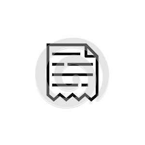 Icon of a torn sheet of paper with text. Damaged document or file. Vector drawing.