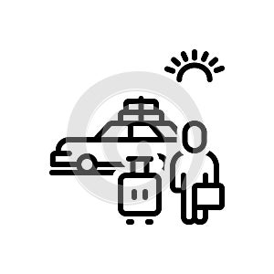 Black line icon for Tourism, ramble and excursion