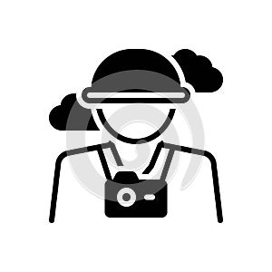 Black solid icon for Tourist, camper and visitor