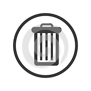 Icon of Trash bin in Circle line - vector iconic design
