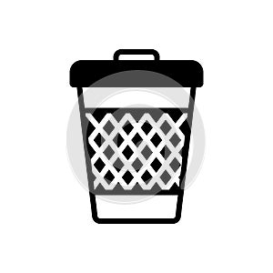 Black solid icon for Trash Can, garbage and waste