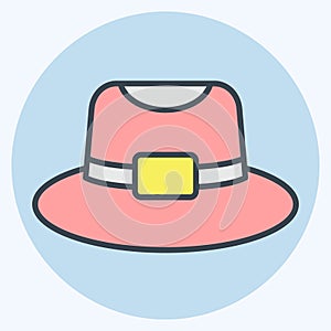 Icon Trilby. related to Hat symbol. color mate style. simple design editable. simple illustration