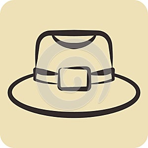 Icon Trilby. related to Hat symbol. hand drawn style. simple design editable. simple illustration