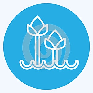 Icon Tulips 2. related to Flora symbol. blue eyes style. simple illustration. plant. Oak. leaf. rose