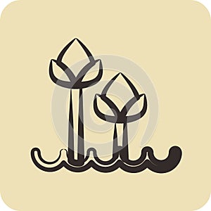 Icon Tulips 2. related to Flora symbol. hand drawn style. simple illustration. plant. Oak. leaf. rose