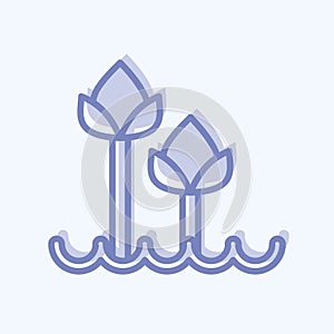 Icon Tulips 2. related to Flora symbol. two tone style. simple illustration. plant. Oak. leaf. rose