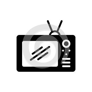 Black solid icon for Tv, television and vintage