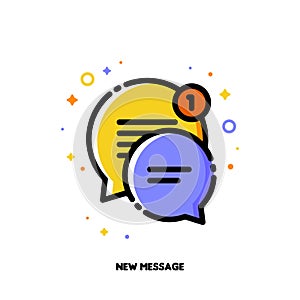 Icon of two cute speech bubbles for new message concept