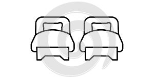 Vector two single beds line icon. Symbol and sign illustration design. Isolated on white background