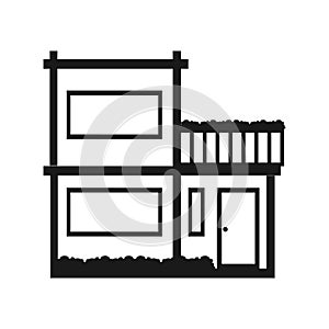 Icon of a two story house with a balcony in a modern style