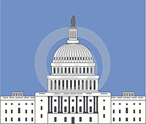 Icon of united states capitol hill building washington dc. vector photo