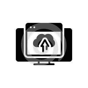 Black solid icon for Upload, transfer and cloud