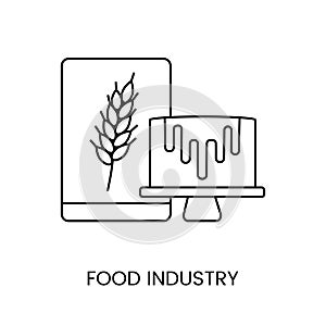 Icon of the use of honey in the food industry, a vector illustration of flour packaging and cake.