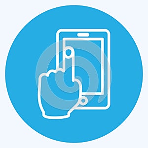 Icon Using Cell Phone. suitable for Hand Actions symbol. blue eyes style. simple design editable. design template vector. simple