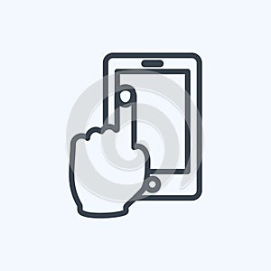 Icon Using Cell Phone. suitable for Hand Actions symbol. line style. simple design editable. design template vector. simple symbol