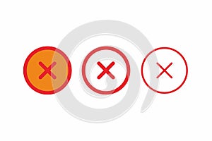 Icon variation delete cancel button circle red color line vector