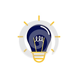 icon vector concept of basic or regular sparkling light bulbs has a spiral shaped wick. Can used for social media, website, web,