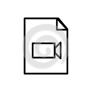 Icon vector movie symbol document. Isolated paper file office and web business sign design. Folder element for computer and