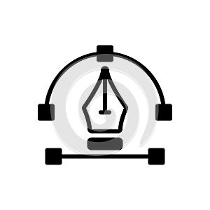 Black solid icon for Vector, pen tool and anchor