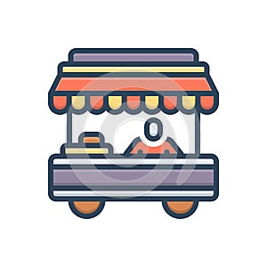 Color illustration icon for Vendor, pushcart and salesman photo