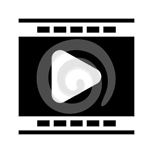 Icon video player in glyph style. vector illustration and editable stroke. Isolated on white background