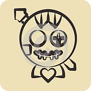 Icon Voodoo Doll. related to Halloween symbol. hand drawn style. simple design editable. simple illustration