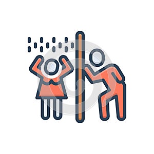 Color illustration icon for Voyeur, privacy and bathing photo