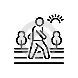 Black line icon for Walks, walking tour and morning