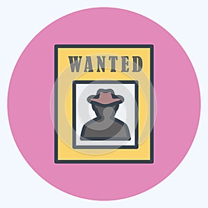 Icon Wanted Poster. suitable for Wild West symbol. color mate style. simple design editable. design template vector. simple symbol