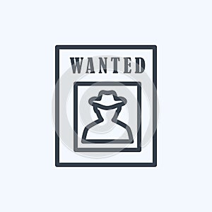 Icon Wanted Poster. suitable for Wild West symbol. line style. simple design editable. design template vector. simple symbol
