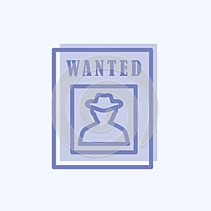 Icon Wanted Poster. suitable for Wild West symbol. two tone style. simple design editable. design template vector. simple symbol