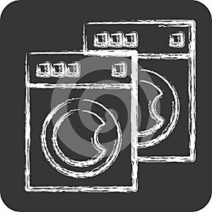 Icon Washing Machines. related to Laundry symbol. chalk Style. simple design editable. simple illustration