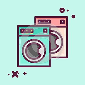 Icon Washing Machines. related to Laundry symbol. MBE style. simple design editable. simple illustration, good for prints