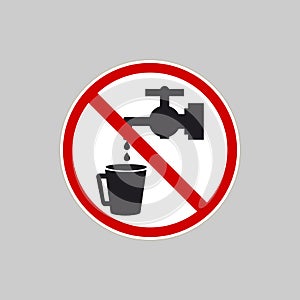 Icon water faucet crossed out in red circle