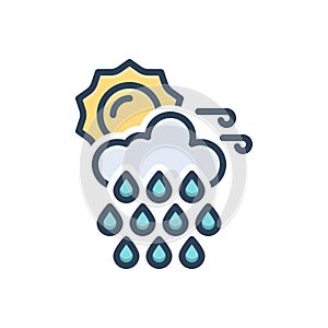 Color illustration icon for Weather, season and rainy photo