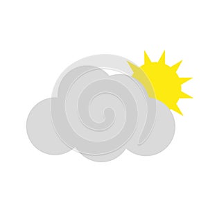 Icon weather . The sun behind the clouds . Vector illustration .