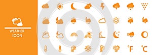 icon weather. for website, app, uiux. editable stroke eps 10. white isolated baground