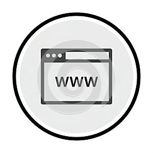Icon of a Web Browser Window with W Text on a White Circle internet website