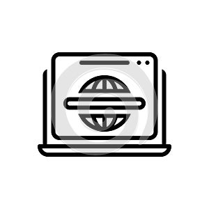 Black line icon for Website, browser and network
