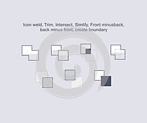 Icon weld, intersect, simlify, front minus back, back minus front, create boundary