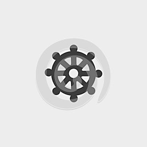 Icon wheel of Dharma in a flat design in black color. Vector illustration eps10